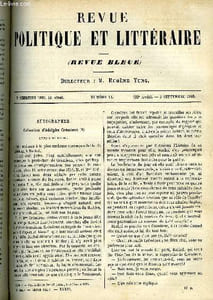 LA REVUE POLITIQUE ET LITTERAIRE 5e ANNEE - 2e SEMESTRE N°10 - LETTRES INEDITES DE RACHEL, LES ALLIANCES DE L'ITALIE DEPUIS 1866 PAR H. G. MONTFERRIER, VOYAGE DES FRANCAIS EN HONGRIE PAR ADOLPHE BADIN