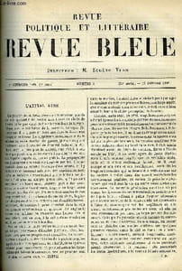 LA REVUE POLITIQUE ET LITTERAIRE 6e ANNEE - 1er SEMESTRE N°3 - L'AMIRAL A UBE PAR GABRIEL CHARMES, LA PHILOSOPHIE D'UN SAGE PAR PAUL JANET, SOUVENIRS D'ADOLESCENCE CHAPITRE II PAR TOLSTOI, EXOTISME PAR EMILE POUVILLON, ASSOCIATION DES ANCIENS ELEVES