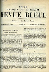 LA REVUE POLITIQUE ET LITTERAIRE 7e ANNEE - 2e SEMESTRE N°20 - L'INDO-CHINE FRANCAISE PAR JOSEPH CHAILLEY, CARO PHILOSOPHE PAR PAUL JANET, LES JEUNES FILLES ET L'ART D'ECRIRE PARE PAUL DESJARDINS, L'ENSEIGNEMENT DU DESSIN PAR F. RAVAISSON
