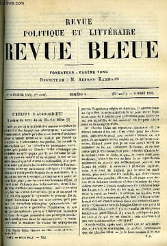 LA REVUE POLITIQUE ET LITTERAIRE 8e ANNEE - 1er SEMESTRE N°9 - L'EUROPE D'AUJOURD'HUI PAR ANDRE LEBON, SOUVENIRS DE FEVRIER-MARS 1848 PAR LOUIS ...