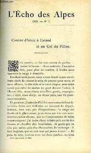 L'ECHO DES ALPES - PUBLICATION DES SECTIONS ROMANDES DU CLUB ALPIN SUISSE N°7 - COURSE D'HIVER A GSTAAD ET AU COL DU PILLON PAR P. MEYER DE STADELHOFEN, COMMUNIQUES PAR EMILE BOUVIER