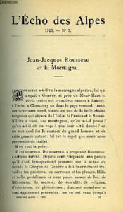 L'ECHO DES ALPES - PUBLICATION DES SECTIONS ROMANDES DU CLUB ALPIN SUISSE N°7 - JEAN-JACQUES ROUSSEAU ET LA MONTAGNE PAR H. BALAVOINE, NUIT D'HIVER PAR CHARLES GOS