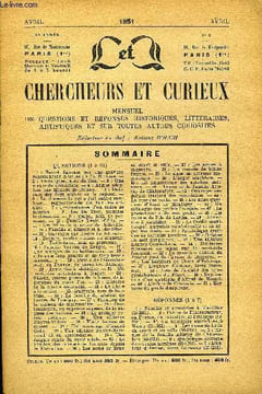 L'INTERMEDIAIRE DES CHERCHEURS ET CURIEUX N° 1 - QUESTIONS (1 à 61)1 : Tercet figurant sur une gravure représentant Nicolas de La Brousse. — 2 : ...