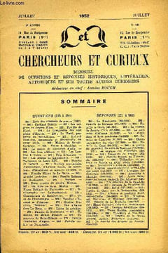 L'INTERMEDIAIRE DES CHERCHEURS ET CURIEUX N° 16 - QUESTIONS (245 à 280)245: Liste des criminels de guerre (1920).—246 : Cardinal Dubois. — 247 : Les ...