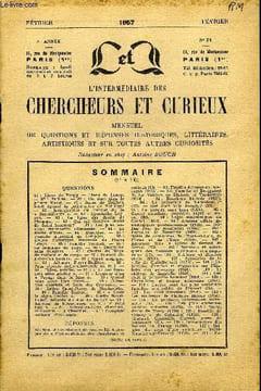 L'INTERMEDIAIRE DES CHERCHEURS ET CURIEUX N° 71 - QUESTIONS 81 : Liane de Pougy — Liane de Lancy.—82 : Dubusc. — 83 : Un duel chez le prince Murât. — ...