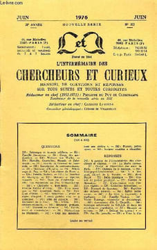 L'INTERMEDIAIRE DES CHERCHEURS ET CURIEUX N° 303 - QUESTIONS 533: Tatouages et tatoués célèbres. — 533 : Famille Daraoreau. — 534 : Corps des ...