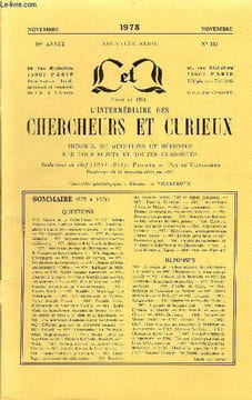 L'INTERMEDIAIRE DES CHERCHEURS ET CURIEUX N° 332 - QUESTIONS 975 : Famille de La Vallée-Fossez. — 975 : Auteurs français ayant traité de Vérone. — 975 ...