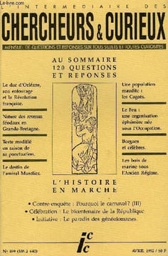 L'INTERMEDIAIRE DES CHERCHEURS ET CURIEUX N° 489 - Mourir en couches. Astronomie. Agnès Sorel. „Des entonnoirs limpides. Le bâton de maréchal. ...