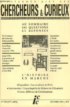 L'INTERMEDIAIRE DES CHERCHEURS ET CURIEUX N° 593 - Répliques à Porphyre..Pays bigouden..Les noms des couleurs en héraldique..Concierge : ...