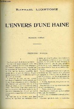 LE MONDE MODERNE - SUPPLEMENT CONSACRE AU ROMAN CONTEMPORAIN N°3 - L'ENVERS D'UNE HAINE. LIGHTONE RAPHAËL