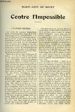 LE MONDE MODERNE - SUPPLEMENT CONSACRE AU ROMAN CONTEMPORAIN N°6 - CONTRE L'IMPOSSIBLE. DE BOVET MARIE-ANNE