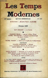 LES TEMPS MODERNES N° 225 - GUY CROUSSY. — Le Noche.SIGMUND FREUD. — Lettres à Oskar PfisterDANIEL WIDLÖCHER. — Lecture psychanalytique du dessin d’enfant.EXPOSÉMICHEL PANOFF. — Tahiti ou le mythe de l’indépendance.CHRONIQUES