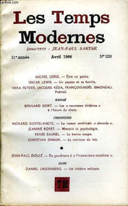 LES TEMPS MODERNES N° 239 - MICHEL LEI RIS. — Être un poète..OSCAR LEWIS. — Un paysan et sa familleVERA FEYDER, JACQUES RÉDA, FRANÇOIS-NOËL SIMONEAU. — Poèmes.EXPOSÉBERNARD DORT. — Les « nouveaux théâtres » à l’heure du choixCHRONIQUES