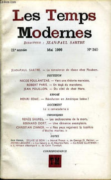 LES TEMPS MODERNES N° 240 - JEAN-PAUL SARTRE. — La conscience de classe chez FlaubertDISCUSSIONNICOS POULANTZAS. — Vers une théorie marxisteROBERT ...