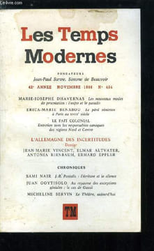 LES TEMPS MODERNES N° 484 - Les nouveaux modes de procréation : l'enfer et le paradis par Marie Josèphe Dhavernas, Le péril vénérien a Paris au XVIIIe ...
