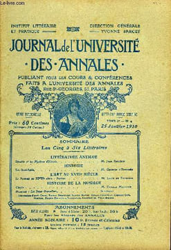 JOURNAL DE L'UNIVERSITE DES ANNALES QUATRIEME ANNEE SCOLAIRE N°4 - LITTÉRATURE ANTIQUEDèmètèr tl tes Mystères d'Eleusis, .»«.•>•»». M. Jean ...