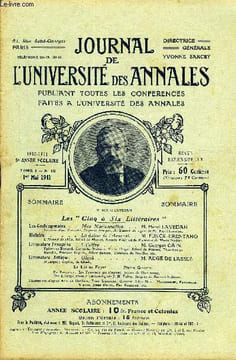 JOURNAL DE L'UNIVERSITE DES ANNALES 5e ANNEE SCOLAIRE N°10 - Les Contemporains ..Mes Marionnettes. . .M.Henri LAVEDANLe choix d’une Carrière, Ce qui ...