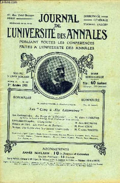 "JOURNAL DE L'UNIVERSITE DES ANNALES 5e ANNEE SCOLAIRE N°20 - Les Contemporains. En Marge de “L’Odyssée”. . . M. Jules LEMAITRE1m Sirène, ""Le Secret ...
