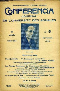 CONFERENCIA 18e ANNEE N°5 - Don Quichotte, — III. Comment il devint FouConlerence de M. Henry BIDOU Fragment» de « Don Quichotte », de CERVANTÈS Air ...
