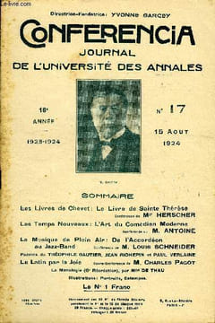 CONFERENCIA 18e ANNEE N°17 - Les Livres de Chevet : Le Livre de Sainte ThérèseConférence de Mgr HERSCHERLes Temps Nouveaux: L’Art du Comédien ...