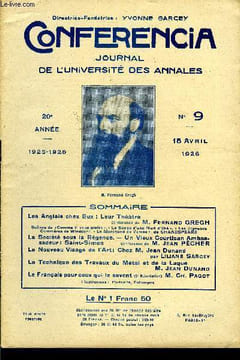 CONFERENCIA 20e ANNEE N°9 -Les Anglais chez Eux : Leur ThéâtreConférence de M. Fernaimd GREGHScènes de «Comme il vous plaira »; « Le Songe d’une Nuit ...