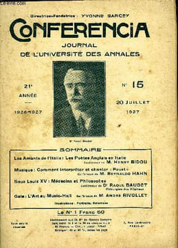 CONFERENCIA 21e ANNEE N°15 - Les Amants de l’Italie : Les Poètes Anglais en ItalieConférence de M. HENRY BIDOUMusique: Comment interpréter et chanter ...
