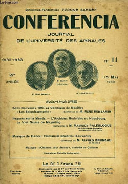 CONFERENCIA 27e ANNEE N°11 - Sons Nouveaux 1900. La Comtesse de Noailles« Les Éblouissements »ConférencedeM.RENÉBENJAMINRegards sur le Monde. — ...