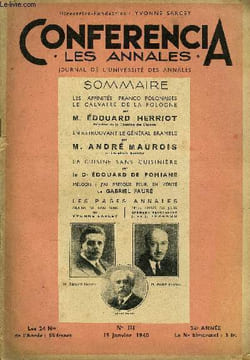 CONFERENCIA 34e ANNEE N°3 - LES AFFINITÉS FRANCO - POLONAISES LE CALVAIRE DE LA POLOGNE par M. ÉDOUARD HERRIOT, Président de la Chambre des Députés, ...