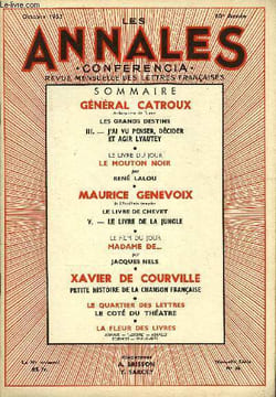 LES ANNALES - CONFERENCIA 60e ANNEE N°36 - GÉNÉRAL CATROUX, Ambassadeur de France, LES GRANDS DESTINS, III. — J’AI VU PENSER, DÉCIDER ET AGIR LYAUTEY ...