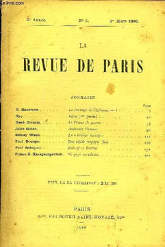 REVUE DE PARIS 3e ANNEE N°5 - G. Hanotaux .Gyp .René Stourm.Jules Simon. .Sidney Webb.Paul Bourget.Paul Robiquet Prince B, Karageorgevitch.Le Partage ...