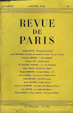 REVUE DE PARIS 55e ANNEE N°1 - Etienne GILSON : Pétrarque et sa Muse Pierre BOURDAN : Le Drame du quatrième Pouvoir : la grande Presse Alexandre ...