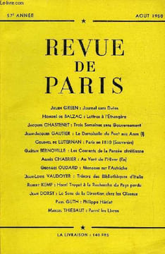 REVUE DE PARIS 57e ANNEE - Julien GREEN : Journal sans Dates Honoré de BALZAC : Lettres à l'Étrangère Jacques CHASTENET : Trois Semaines sans ...