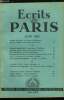 ECRITS DE PARIS - REVUE DES QUESTIONS ACTUELLES N° 92 - La France et l'Allemagne par Michel Dacier, Les travaux et les jours par Jean Pleyber, ...
