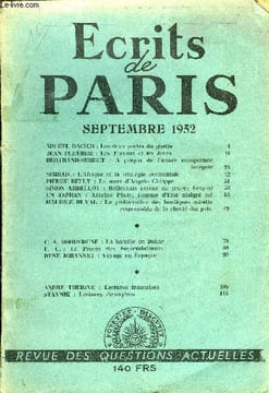 ECRITS DE PARIS - REVUE DES QUESTIONS ACTUELLES N°95 - MICHEL DACIER : La politique de Delcassé. JEAN PLEYBER : Les Travaux et les Jours.?BRUNO ...