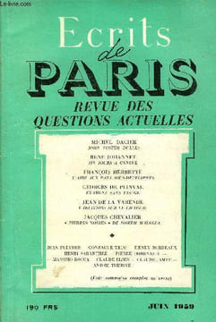 ECRITS DE PARIS - REVUE DES QUESTIONS ACTUELLES N° 172 - Michel DACIER• John Foster Du lies .Jean PLEYBER•Les travaux et les jours : La République ...