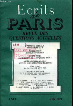 ECRITS DE PARIS - REVUE DES QUESTIONS ACTUELLES N°337 - François CATHALA•Changement d’air ..Pierre BECAT•Modèles ou fiction. Julius EVOLA•L’Avènement ...