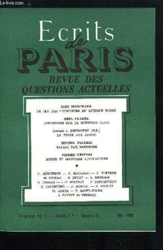 ECRITS DE PARIS - REVUE DES QUESTIONS ACTUELLES N°402 - Le jeu des puissances en Afrique noire par Jean Marchand, Réflexions sur la question juive par ...
