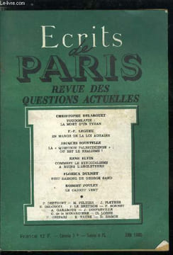 ECRITS DE PARIS - REVUE DES QUESTIONS ACTUELLES N°403 - Yougoslavie : la mort d'un tyran par Christophe Delabouet, En marge de la loi agraire par F.F. ...