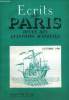 ECRITS DE PARIS - REVUE DES QUESTIONS ACTUELLES N°504 - HOMMAGES A ROBERT POULETECRITS DE PARIS :•Notre adieu ; le sien (texte inédit). Georges ...