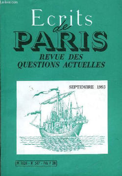 ECRITS DE PARIS - REVUE DES QUESTIONS ACTUELLES N°547 - Pierre-Patrice BELESTA•Proche-Orient, l’espoir est encore fragile. Jean CALMONT•Malaise entre ...