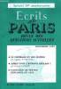 ECRITS DE PARIS - REVUE DES QUESTIONS ACTUELLES N°594 - Gaston DUVERNEUIL•Le chômage et les jeunes..Jean DENIPIERRE•Les leçons de la grève des ...