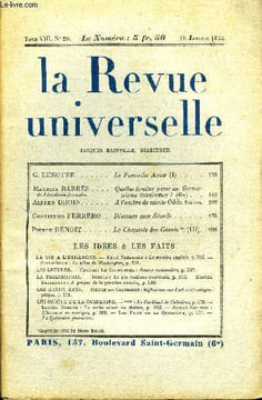 LA REVUE UNIVERSELLE TOME 8 N°20 - G. LENOTRE. Le Farouche Amar (I). Maurice BARRÉS de l'Académie française. Quelles limites poser au Germanisme ...