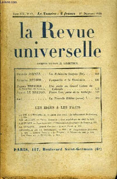 LA REVUE UNIVERSELLE TOME 19 N°17 - Francis JAMMES. Les Robinsons basques (fin). Antoine REDIER. Tocqueville et la Révolution. Pierre TERMIER de ...