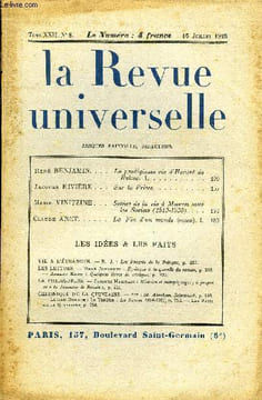 LA REVUE UNIVERSELLE TOME 22 N°8 - R.ENÉ BENJAMIN. La prodigieuse vie d'Honoré de Balzac. I..Jacques RIVIÈRE. Sur la Prière.Marie VINITZINE. Scènes de ...