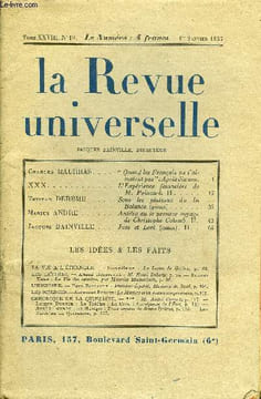 LA REVUE UNIVERSELLE TOME 28 N°19 - Charles MAURRAS. “ Quand les Français ne s’aimaient pas”: Après dix ans.XXX. L’Expérience financière de M. ...