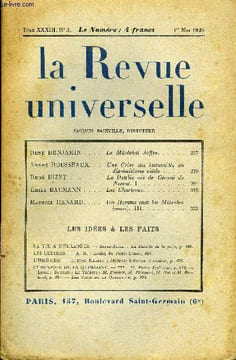 LA REVUE UNIVERSELLE TOME 33 N°3 - René BENJAMIN. Le Maréchal Joffre. André ROUSSEAUX. Une Crise des humanités au dix-huitième siècle. René BIZET. La ...