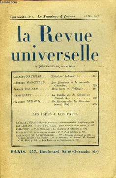 LA REVUE UNIVERSELLE TOME 33 N°4 - Charles MAURRAS. Théodore Aubanel. I. Léopold MARCELLIN. Les Élections et la nouvelle Chambre. Jeanne RAUNAY. Huit ...