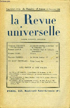 LA REVUE UNIVERSELLE TOME 34 N°12 - Georges LECOMTE de l’Académie française. Le Calvaire héroïque et glorieux de Carpeaux. IV. Pierre LAFUE. La ...