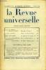 LA REVUE UNIVERSELLE TOME 37 N°3 - S. A. R. Madame la Duchesse d’AOSTE. Souvenirs d'Afrique. I. Lucien DAUDET. Autour de Marcel Proust. René BENJAMIN. ...