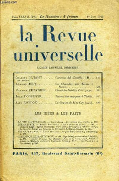 LA REVUE UNIVERSELLE TOME 37 N°5 - Charles BENOIST de l’Institut. Canovas del Castillo. III.Edmond JOLY. La Chambre des Saints à Rome. Maurice ...